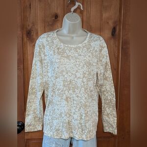 Northcrest Beige‎ Floral Long Sleeve Top